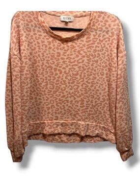 Oli Viv Women’s Pink Cheetah Print Sleepwear Pajama Comfy Top Long Sleeve Shirt